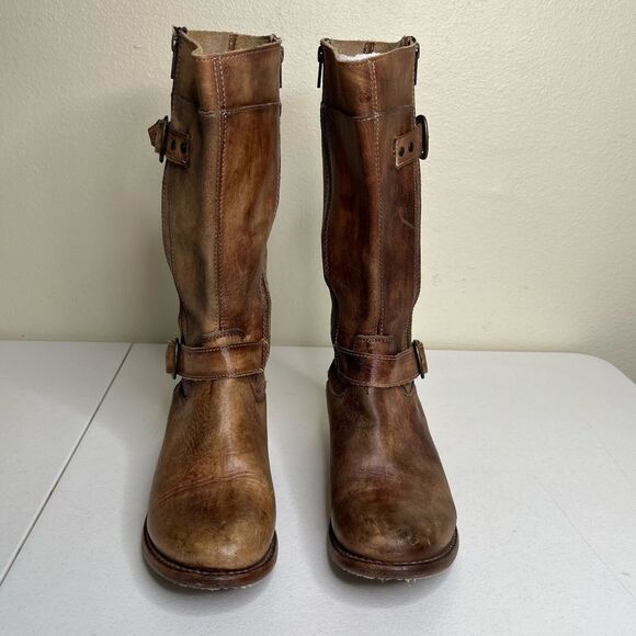 Bed Stu Cobbler Series Brown Distressed Leather Gogo Moto Riding Boots Women 9 - Picture 3 of 16